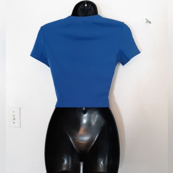 Shein royal blue ribbed crop top - Picture 3 of 5